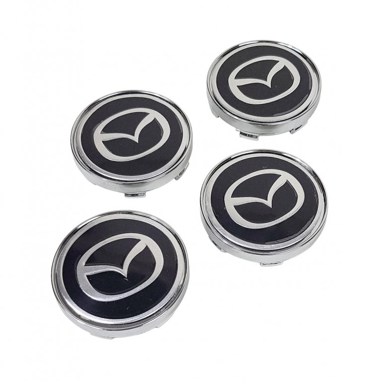 Wheel Centres Mazda Logo Black (set of 4)